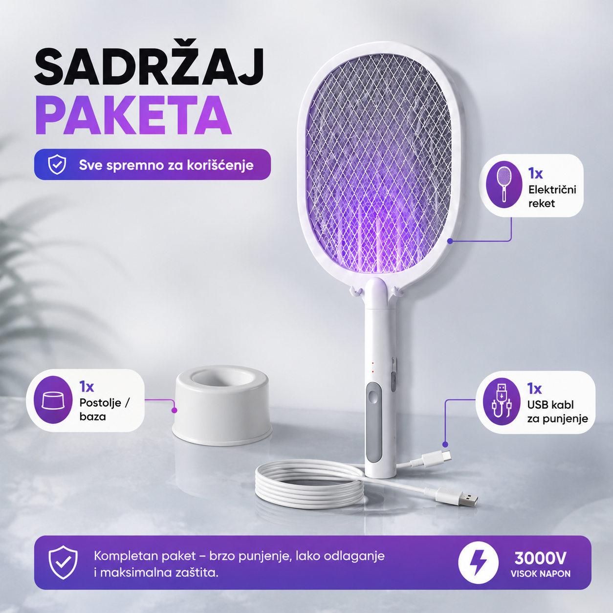 2u1 Električni Reket Protiv Komaraca