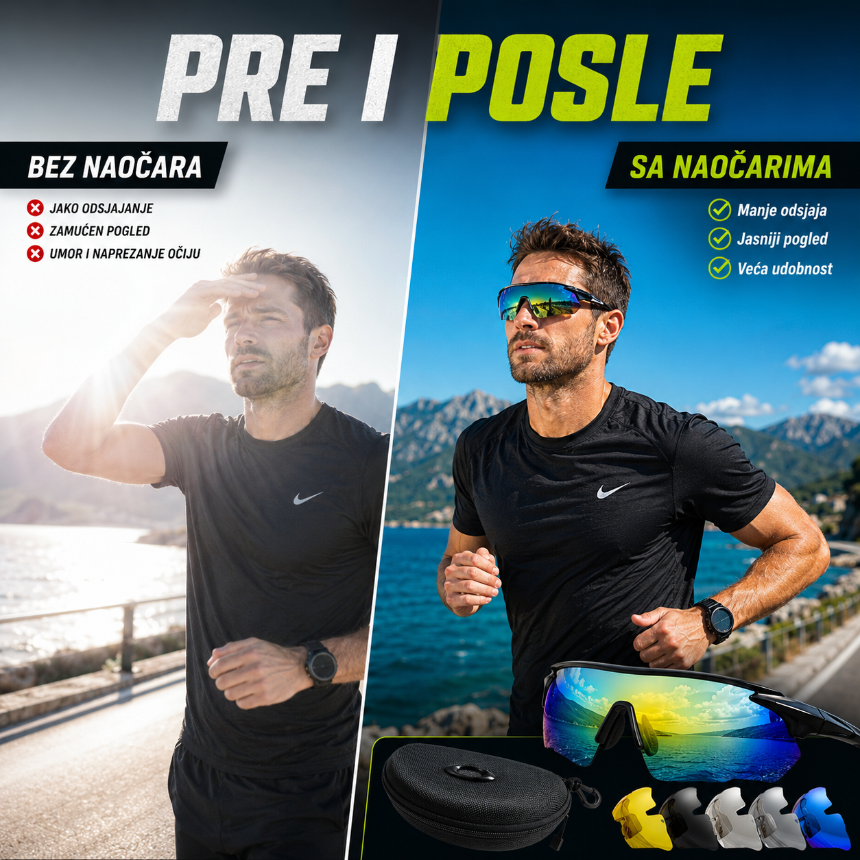 Sportske naočare sa 5 izmenjivih stakala