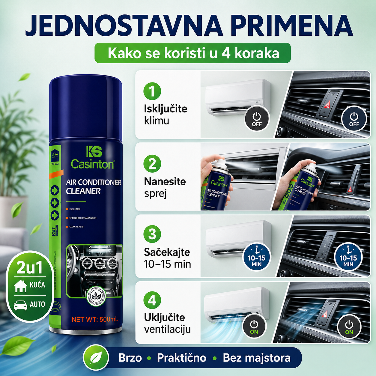 Castion  2u1 Sprej za Čišćenje Klima Uređaja