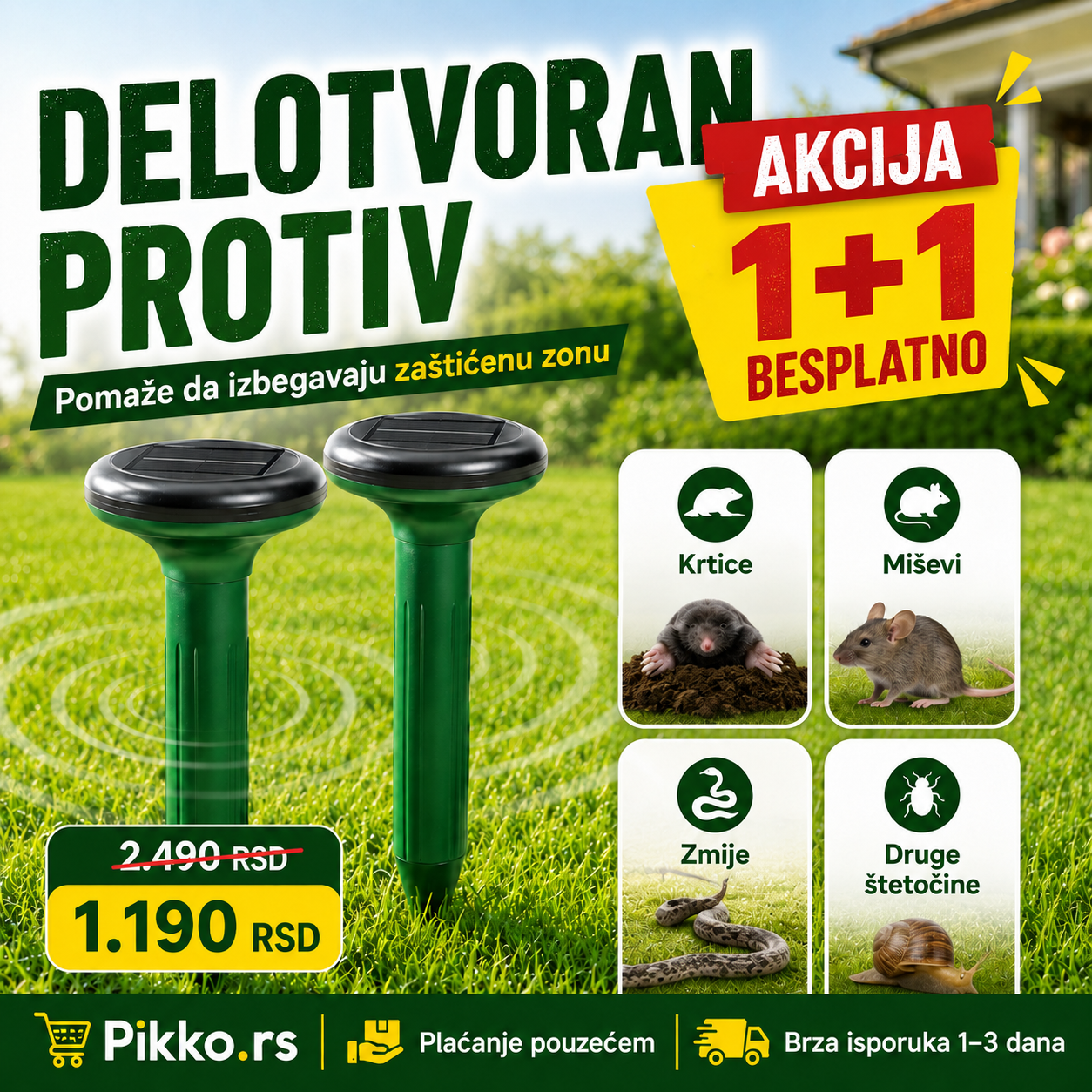 Solarni Rasterivac Krtica (1+1 Gratis)