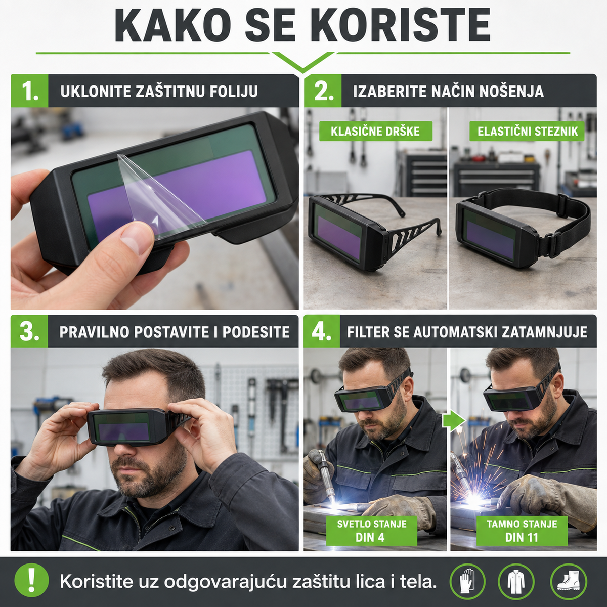 Zaštitne naočare za zavarivanje sa automatskim zatamnjivanjem