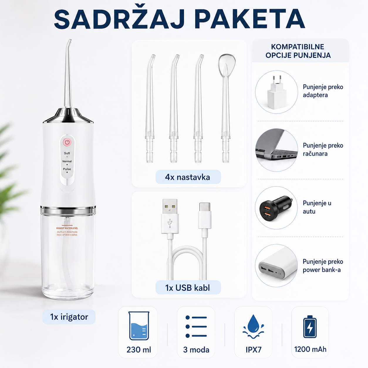 Prenosivi Irigator za Oralnu Upotrebu