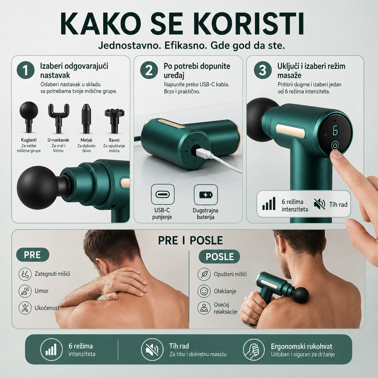 Masažer sa 4 nastavka