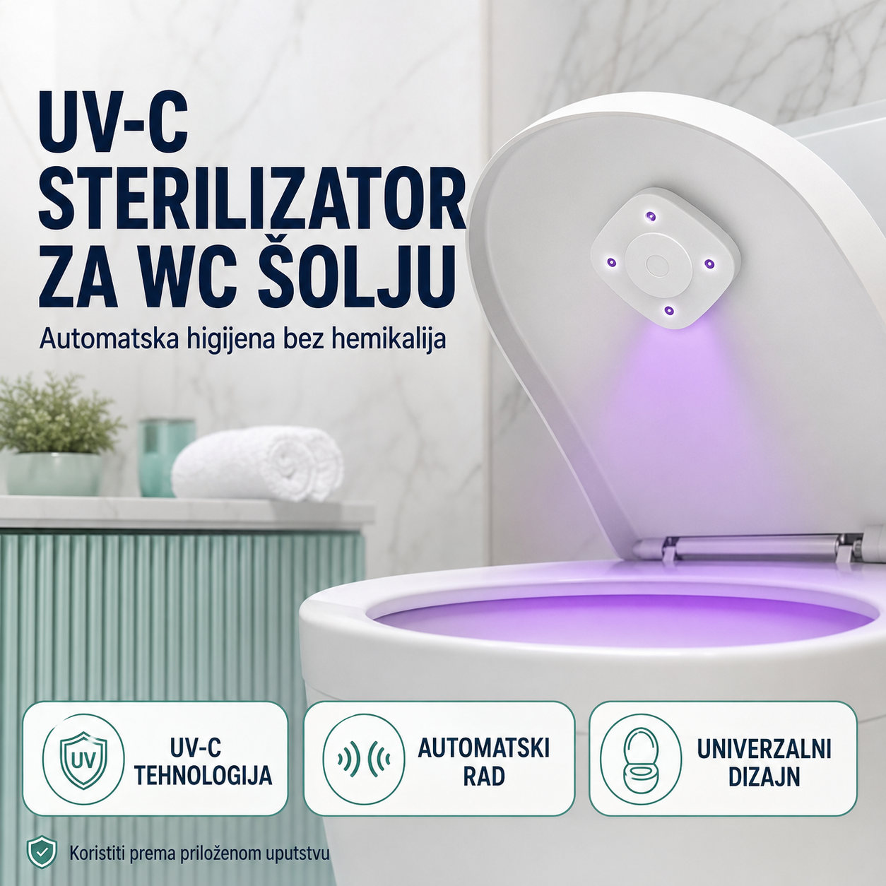 UV sterilizator i uništavač virusa i bakterija za wc
