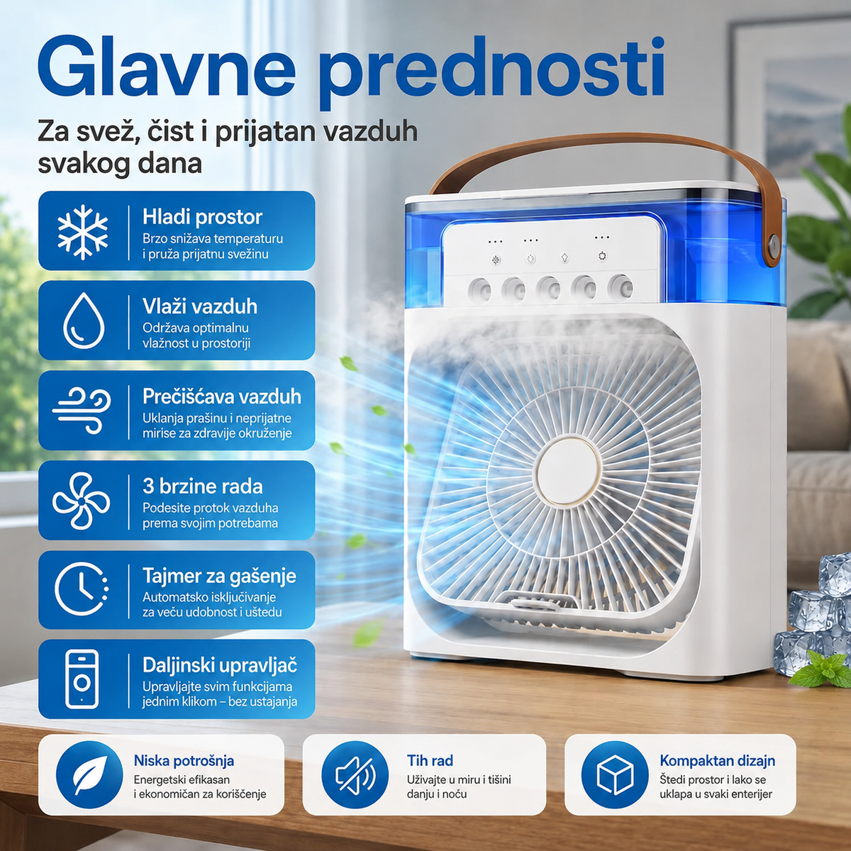 Pametna Mini Klima i Prečišćavač Vazduha ( 1 +1 Gratis)