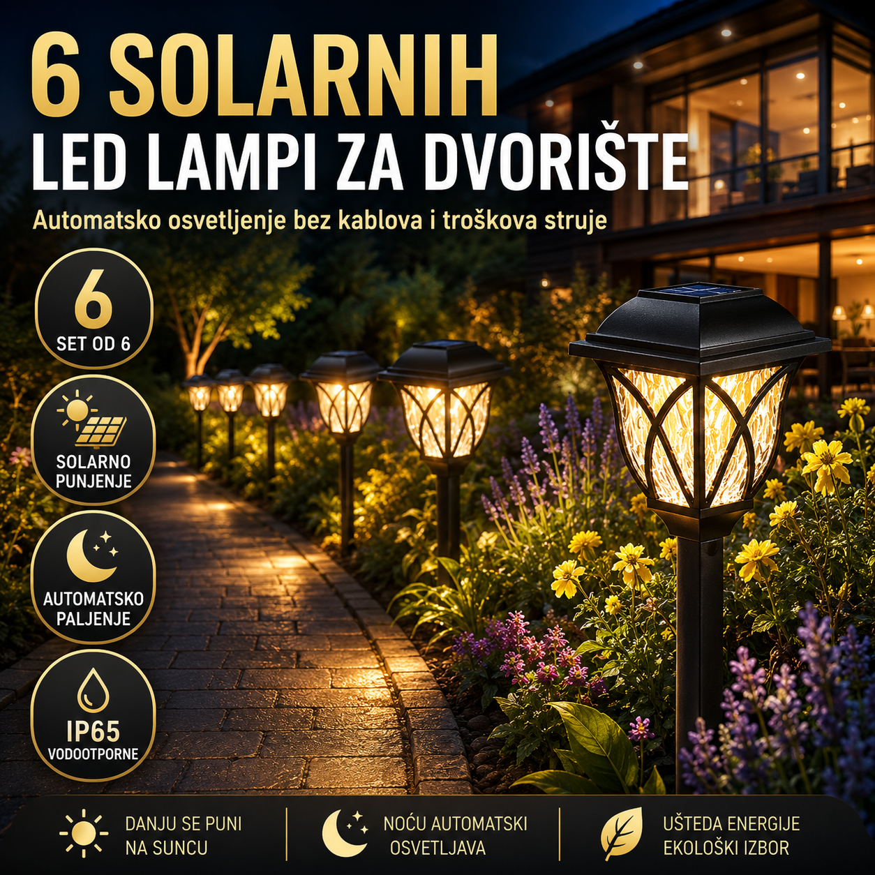 Solarne LED Lampe ABQ – 03 – Set od 6 Lampi!