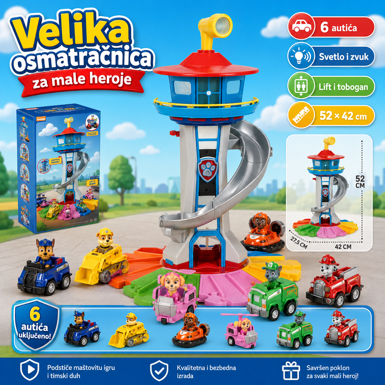 Patrolne Šape Toranj - sirena + 6 autića