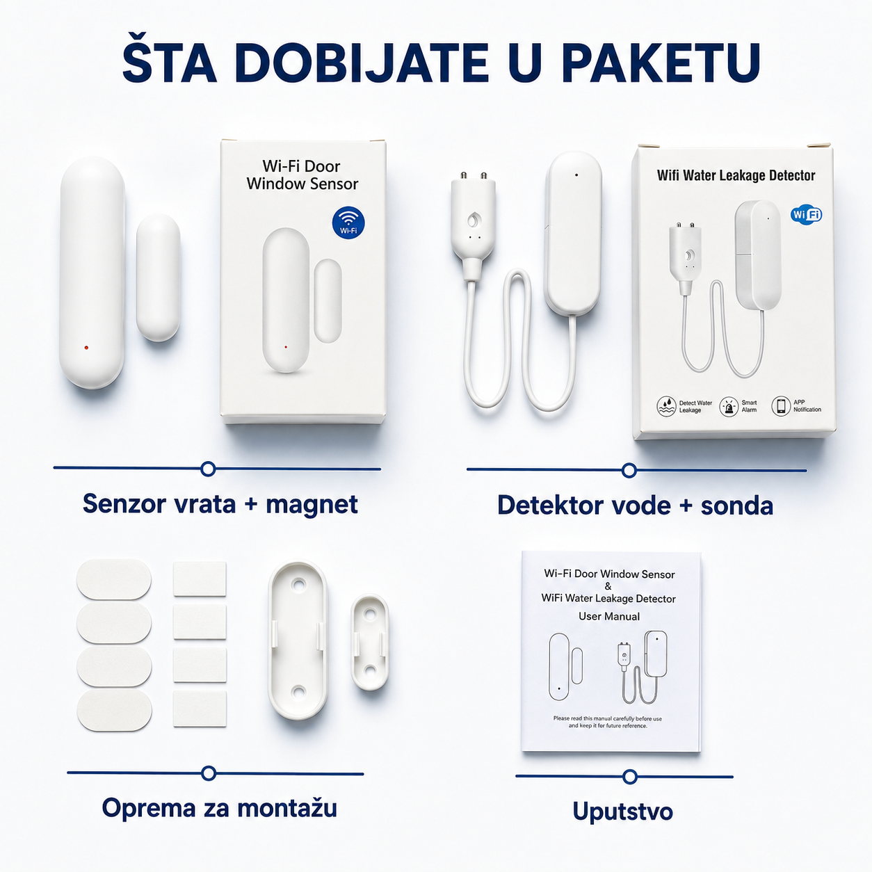Senzor za vrata i prozore + detektor curenja vode WIFI