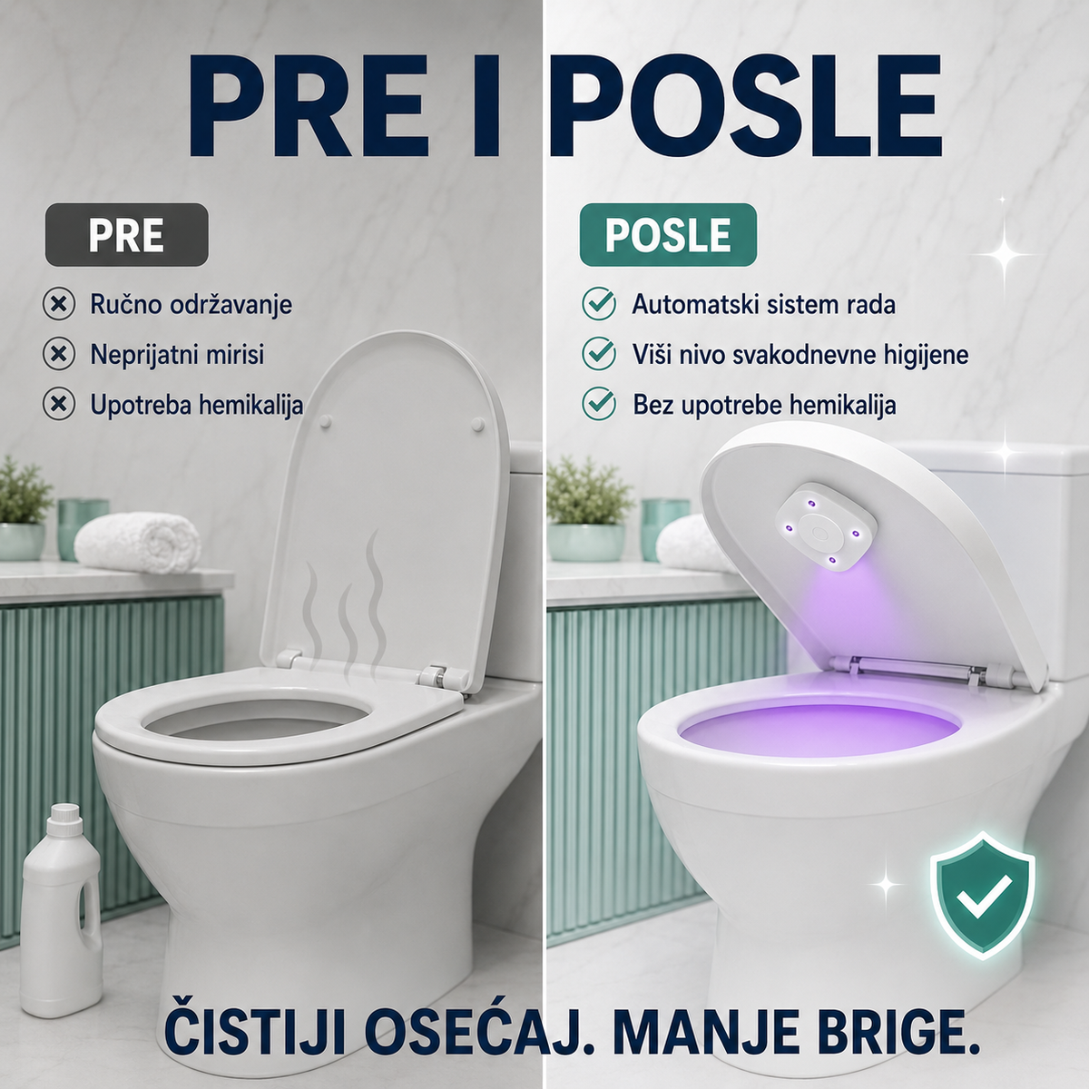 UV sterilizator i uništavač virusa i bakterija za wc