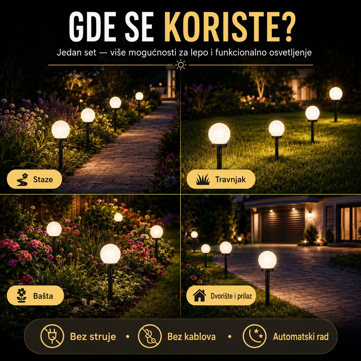 4 Solarne Lampe za Dvorište i Baštu