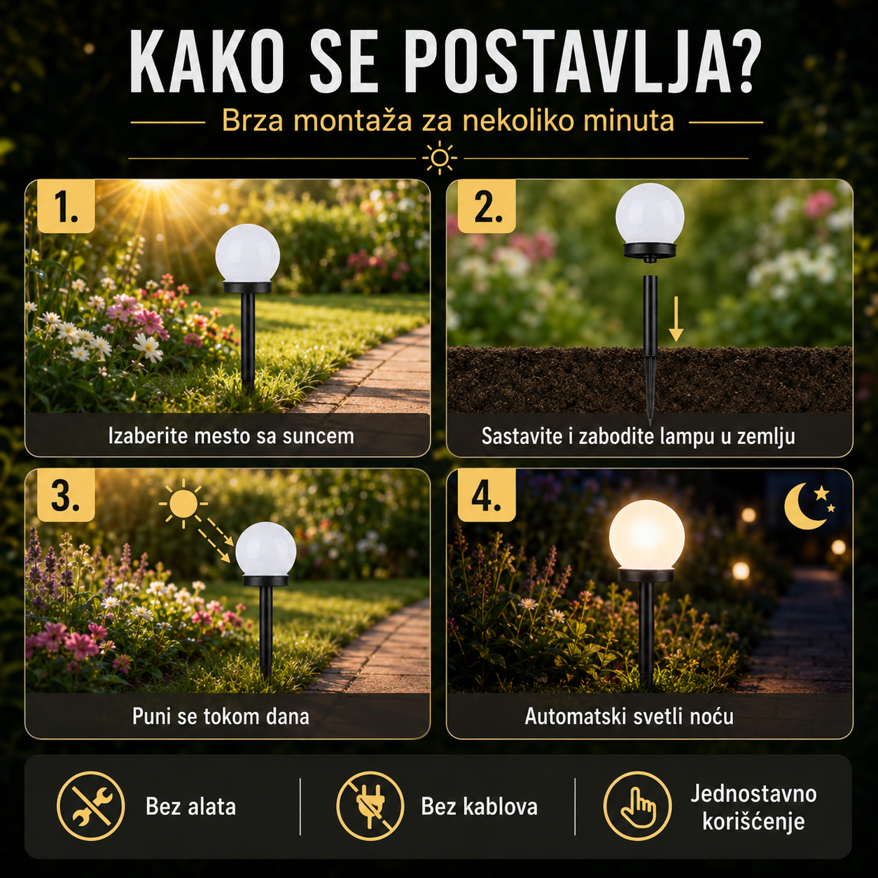 4 Solarne Lampe za Dvorište i Baštu