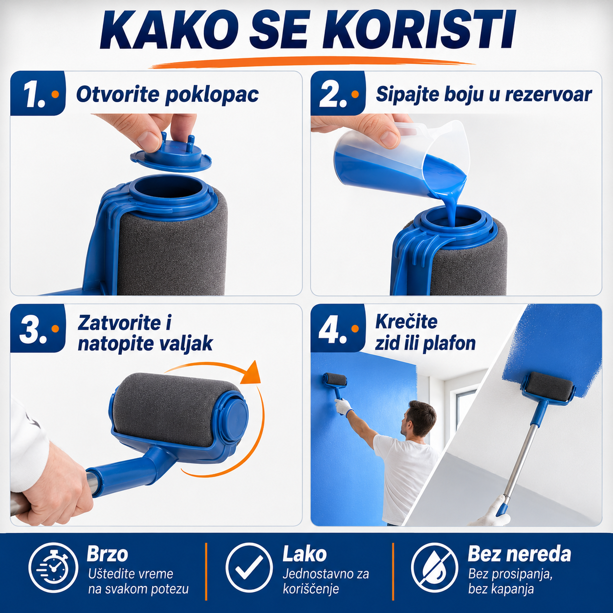 Pametni Valjak sa Rezervoarom za Uredno Krečenje