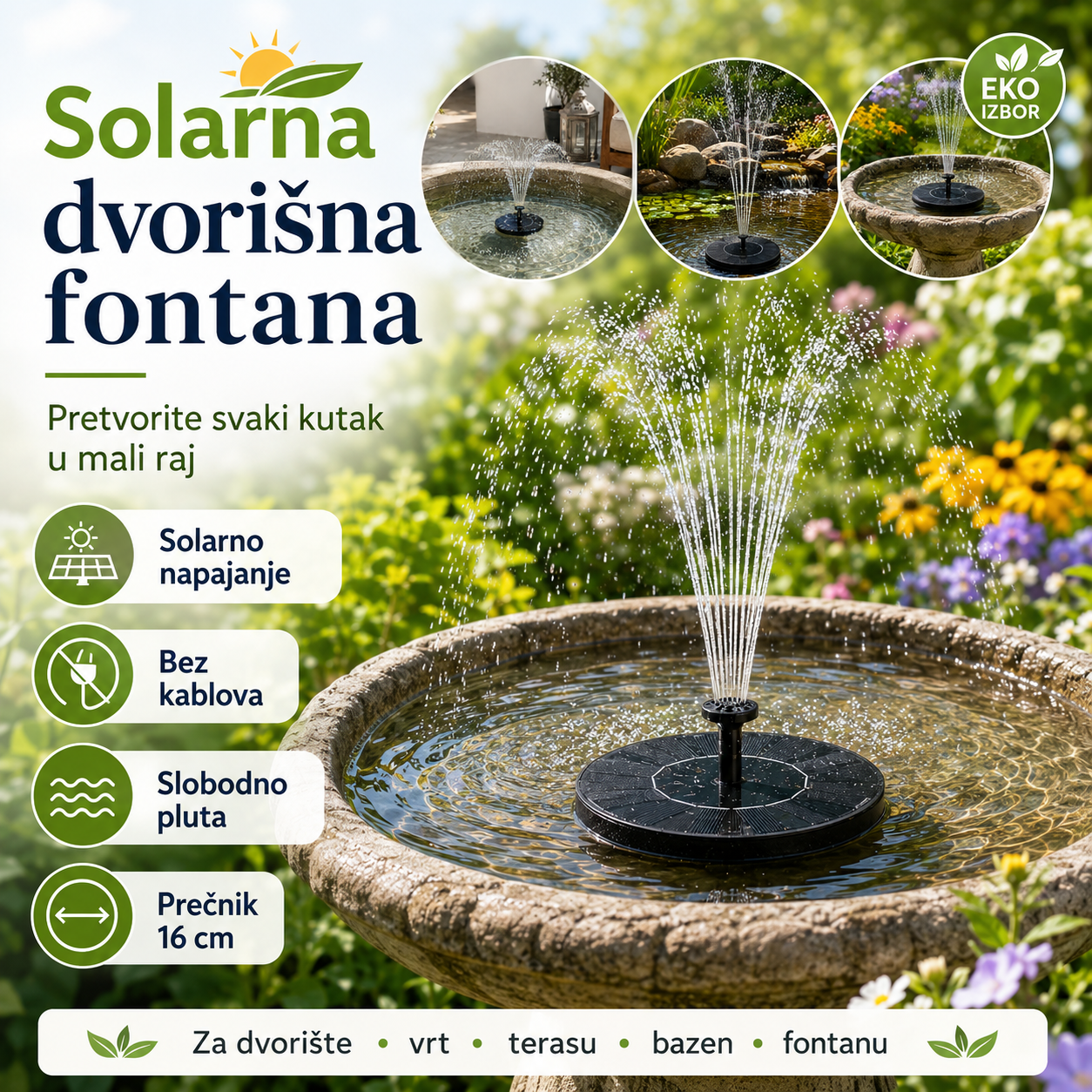 Solarna dvorišna fontana