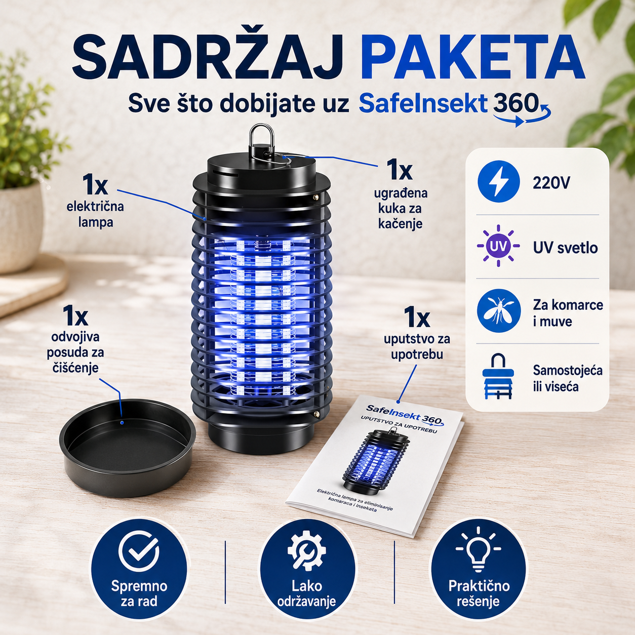 SafeInsekt 360 – Električna Zamka za Leteće Insekte