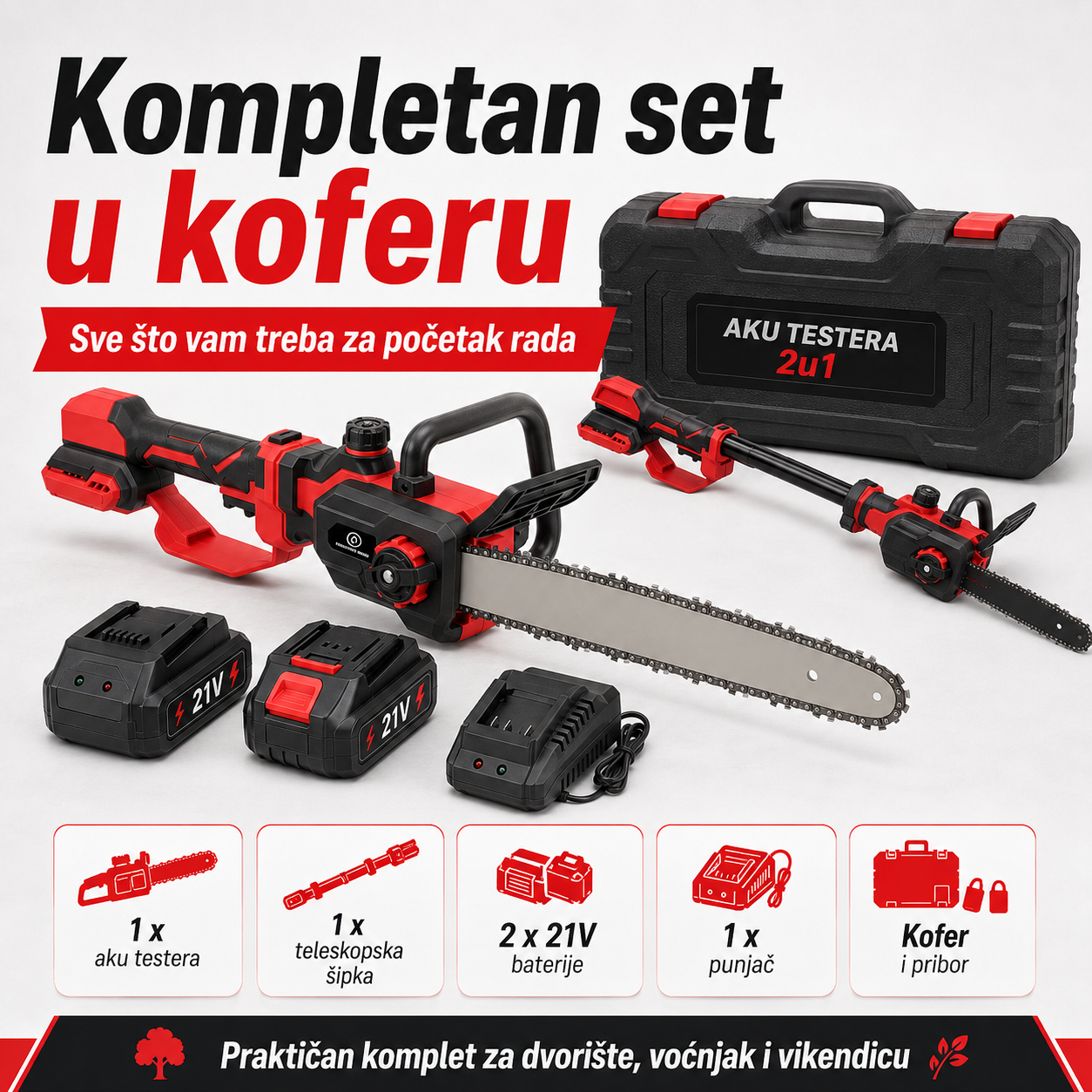 Teleskopska Aku Testera 30 cm  + 2 Baterije