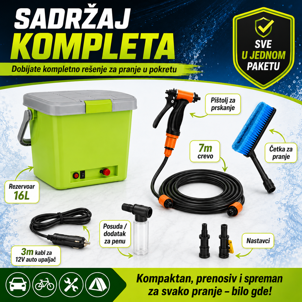 Presnosivi Kompresor za Pranje Automobila