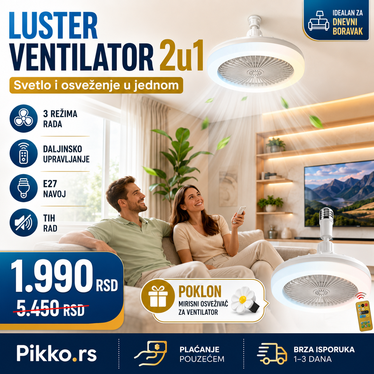 2u1 Led Ventilator