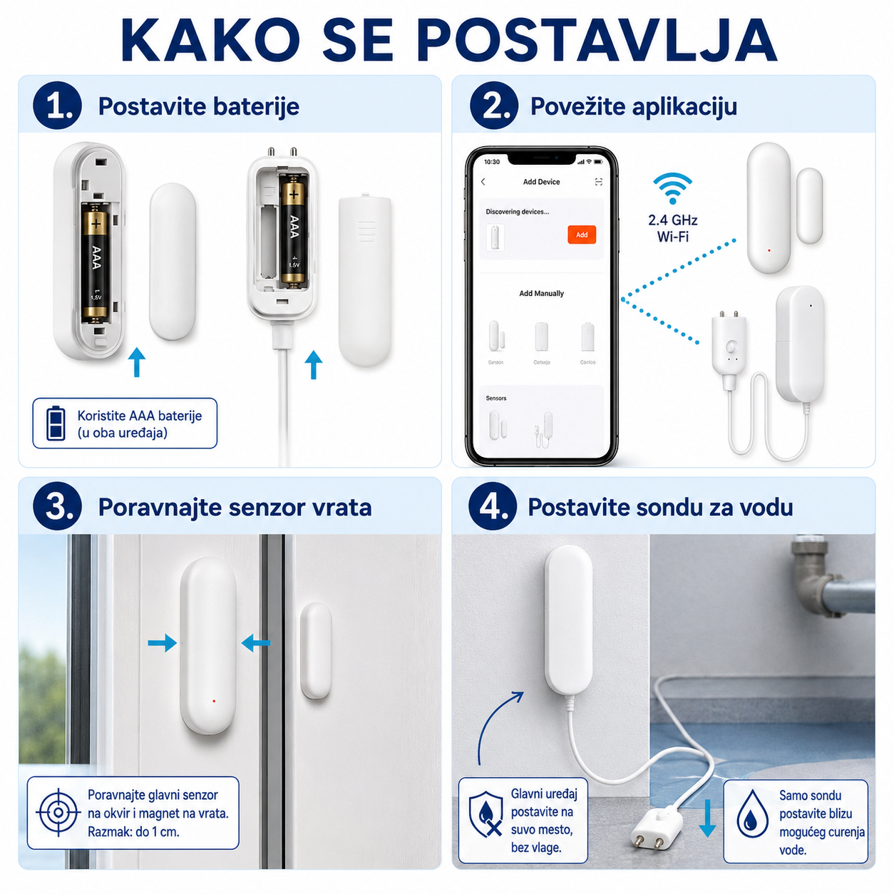 Senzor za vrata i prozore + detektor curenja vode WIFI