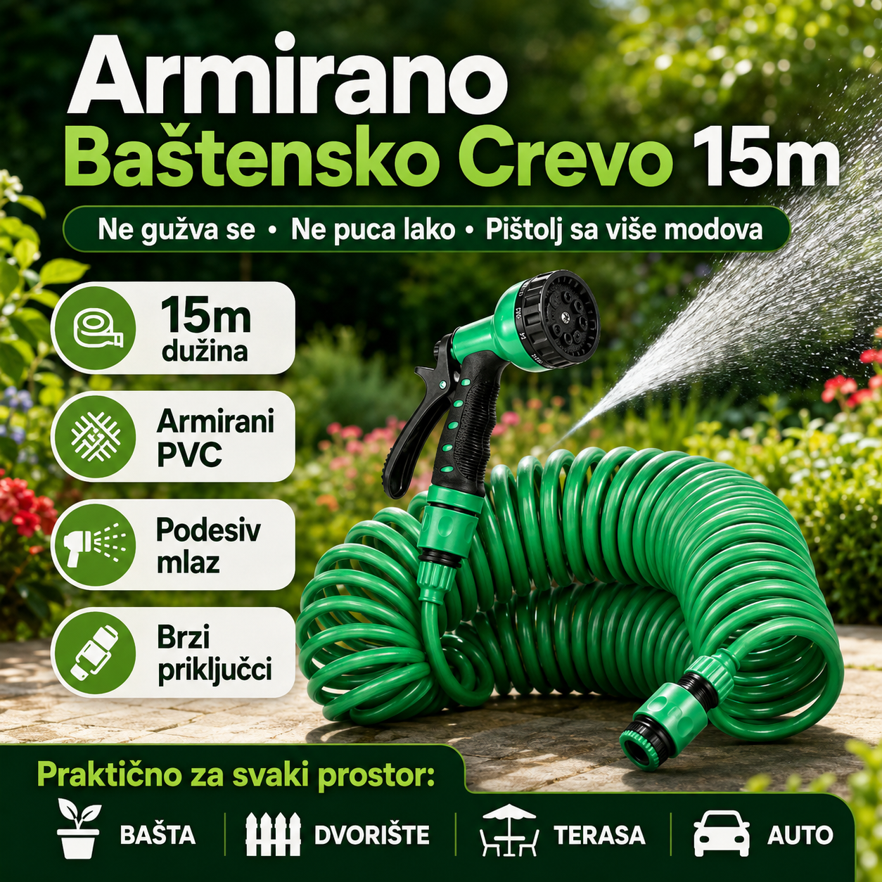 PVC Baštensko Crevo - 15 m