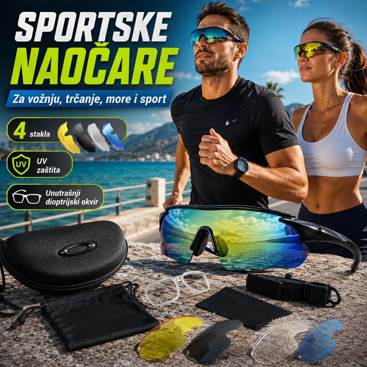 Sportske naočare sa 5 izmenjivih stakala