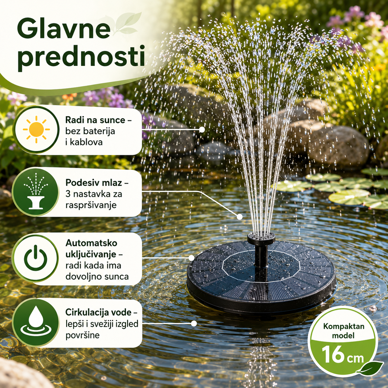 Solarna dvorišna fontana