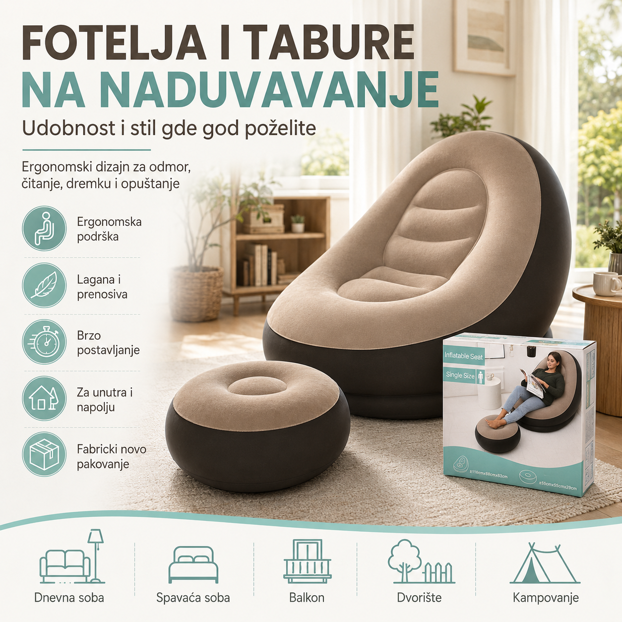 Fotelja i tabure na naduvavanje