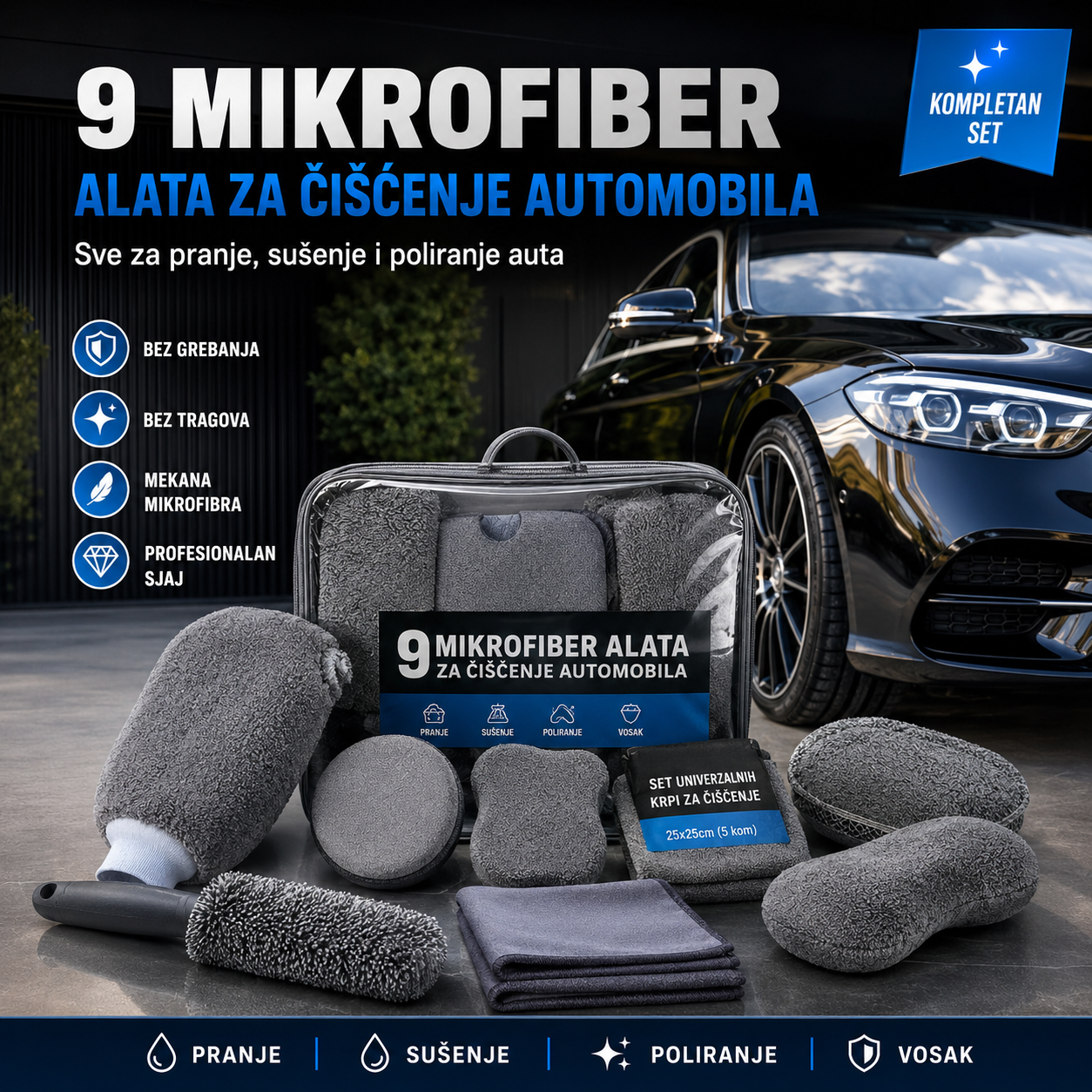 9 Mikrofiber Alata za Čišćenje Automobila