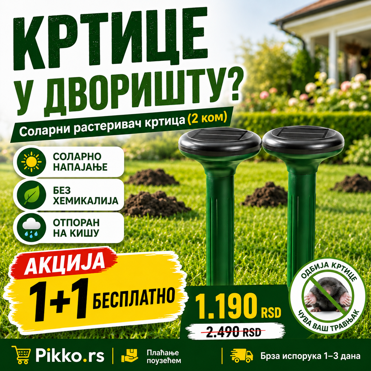 Solarni Rasterivac Krtica (1+1 Gratis)