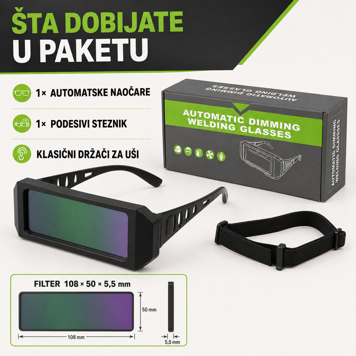 Zaštitne naočare za zavarivanje sa automatskim zatamnjivanjem