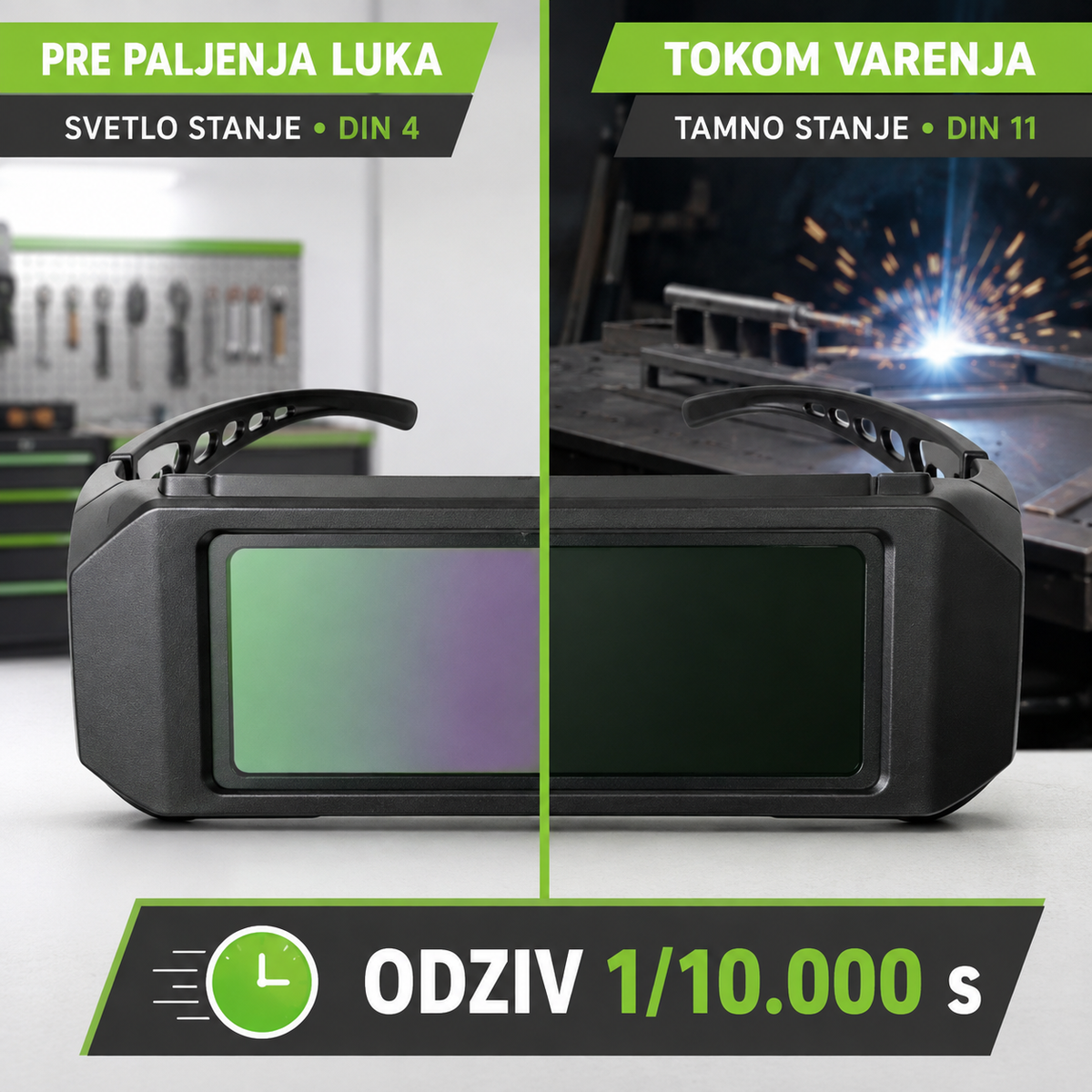Zaštitne naočare za zavarivanje sa automatskim zatamnjivanjem